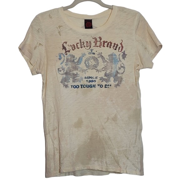 Lucky Brand Tops - Lucky Brand To Tough To Die 100% Cotton Tee Women's Sz M